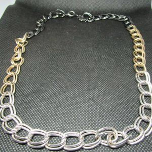 Thick Silver, Gold, Gray Chain Necklace